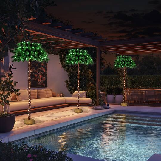 6ft. Pre-Lit Green Artificial Palm Tree with Clear Lights